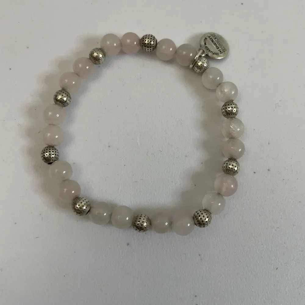 Alex and Ani| White Jade| Silver accent|Stretch bracelet